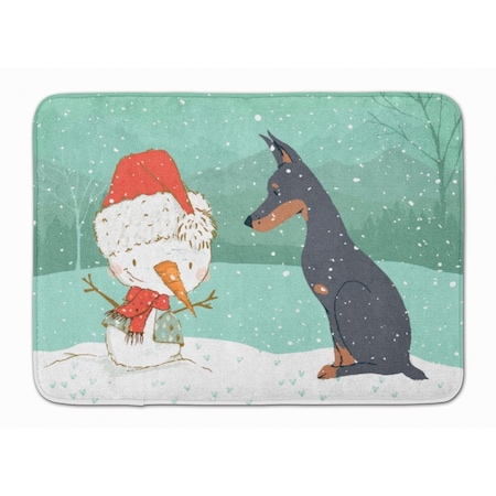 Carolines Treasures Doberman & Snowman Christmas Machine Washable Memory Foam Mat CK2038RUG